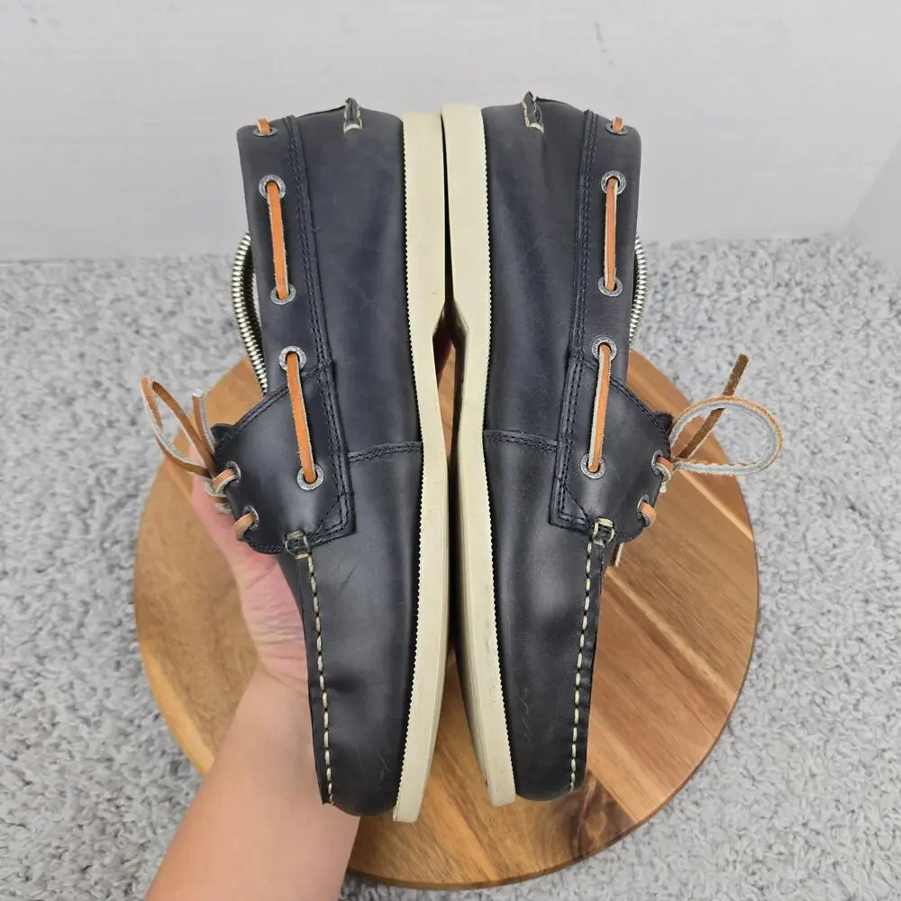 G.H. Bass & Co Mens 8M Hampton Navy Leather Casual Lifestyle Daily Boat Shoe